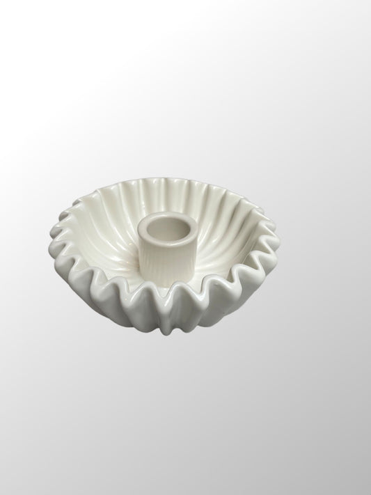 Wave Candleholder White- 12cm