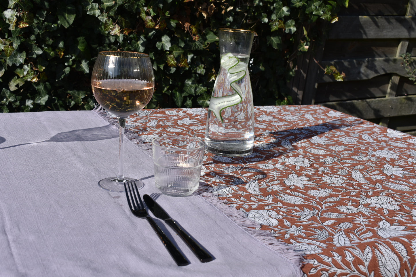 Tafelkleed Bloemen Cognac 140x250 cm