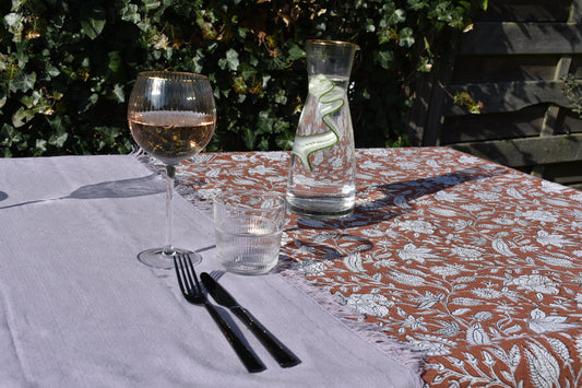 Tafelkleed Bloemen Cognac 140x250 cm